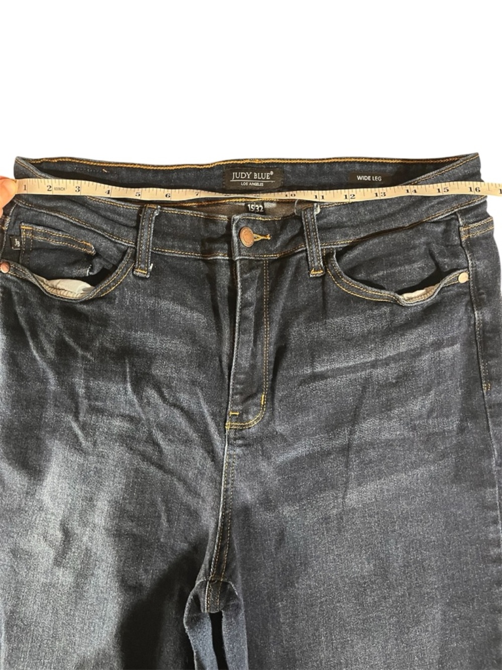 Judy Blue Dark Wash Wide Leg Cropped Jeans 15/32 - Picture 7 of 12